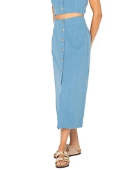 Roxy Juniors' Island Nomad Cotton Button-Front Midi Skirt