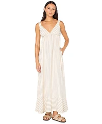 Roxy Juniors' Wilder Coast Striped V-Neck Tie-Back Maxi Dress