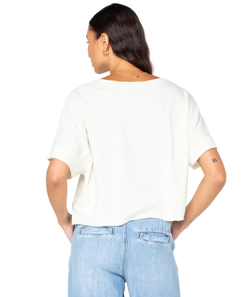 Roxy Juniors' Stitched Bloom Cropped Cotton T-Shirt