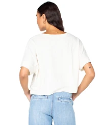 Roxy Juniors' Stitched Bloom Cropped Cotton T-Shirt