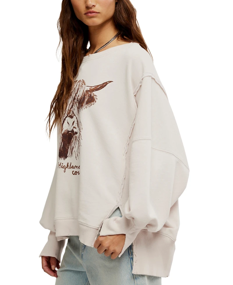 Free People Women's Graphic Camden High-Low Sweatshirt