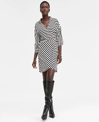 I.n.c. International Concepts Women's Striped Faux-Wrap Dress, Macy's Exclusive