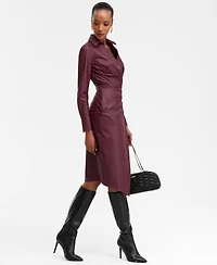 I.n.c. International Concepts Women's Surplice-Neck Faux-Leather Dress, Macy's Exclusive