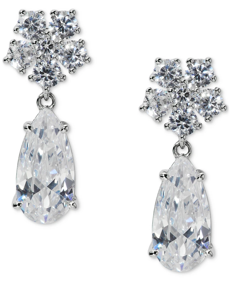 Eliot Danori Cubic Zirconia Double Drop Earrings, Exclusively at Macy's