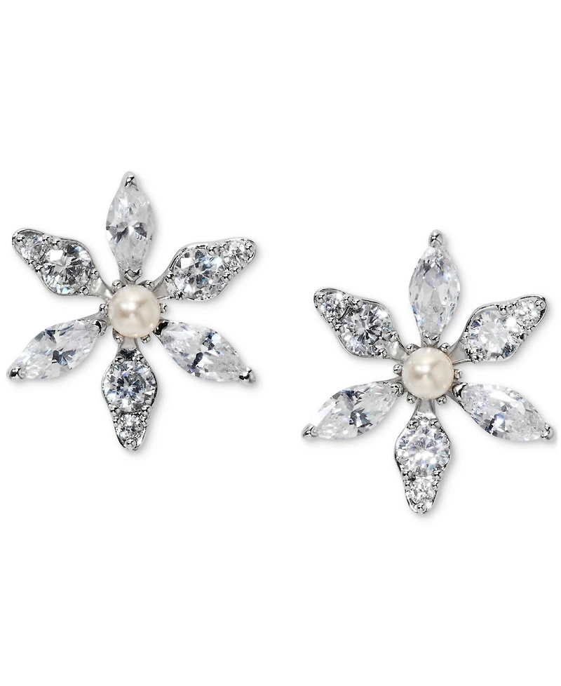 Eliot Danori Cubic Zirconia & Imitation Pearl Flower Stud Earrings, Exclusively at Macy's