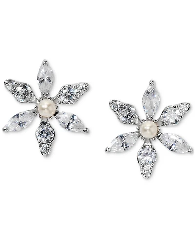 Eliot Danori Cubic Zirconia & Imitation Pearl Flower Stud Earrings, Exclusively at Macy's