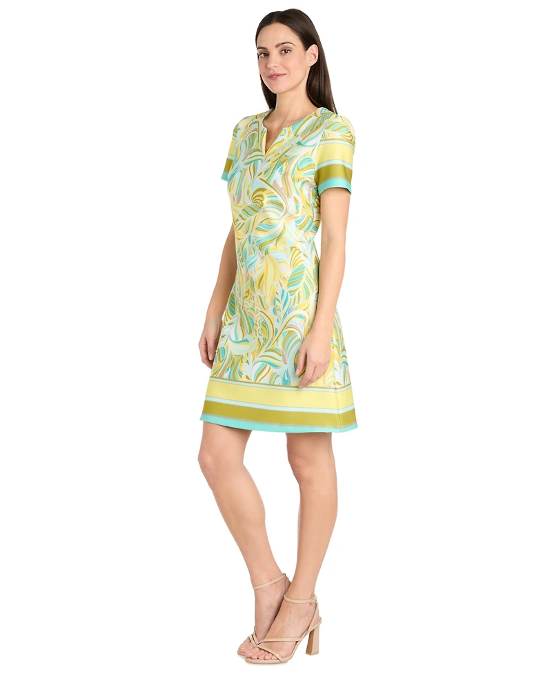 R & M Richards Women's Printed Short-Sleeve Knee-Length Dress