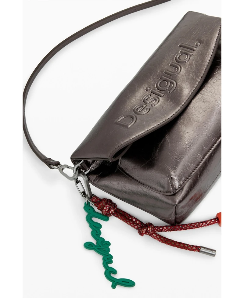 Desigual Women's Medium metallic flap bag with 3D logo