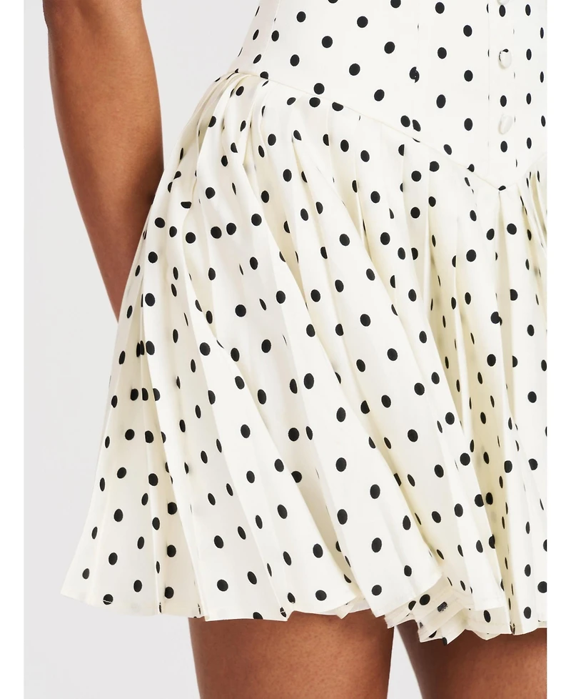 Miss Circle Women's Edeline Polka Dot Off-shoulder Pleated Mini Dress