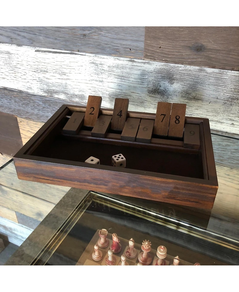 We Games 9 Number Shut the Box Board Game with Walnut Stained Wood, 11 in.