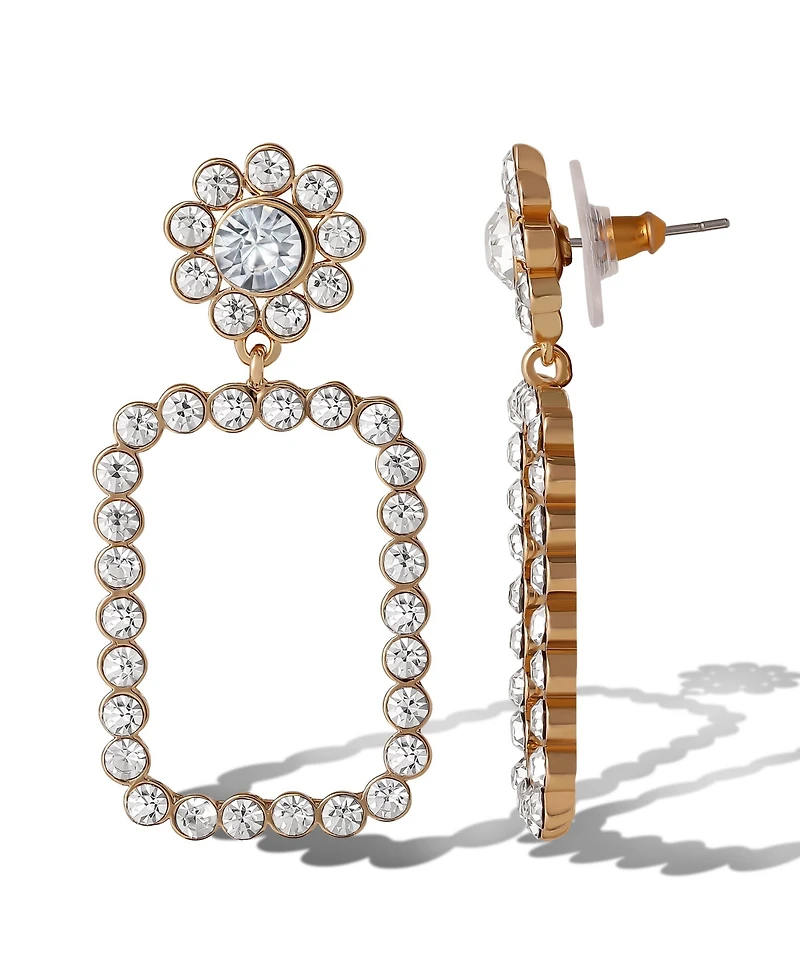 Jessica Simpson Gold-Tone Pave Rectangle Drop Earrings