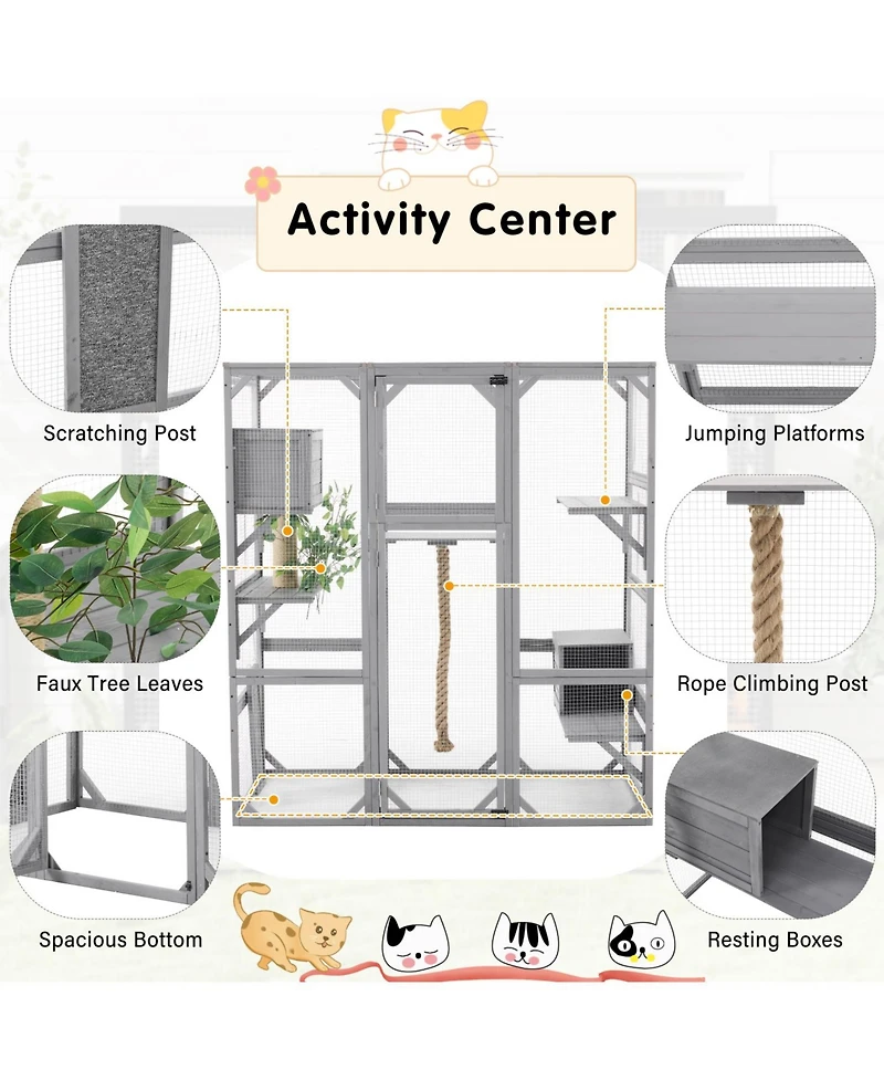 Streamdale Furniture Outdoor Cat House Catio with Condos