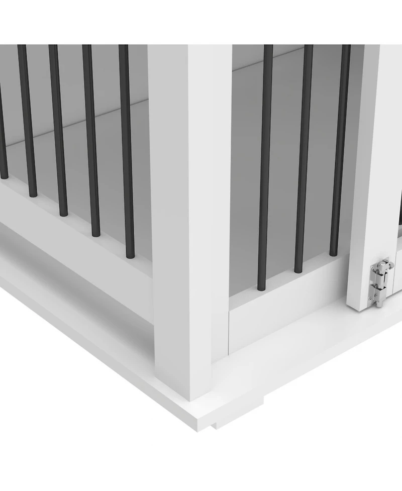 Streamdale Furniture 63" Double Dog Crate Furniture with Drawers & Divider