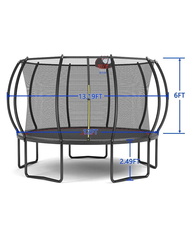 Streamdale Furniture 12FT trampoline Pumpkin- Black Red