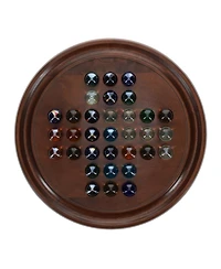 We Games Marble Solitaire Game - Solid Maple Wood with Glass Marbles in Assorted Colors - 12 in.