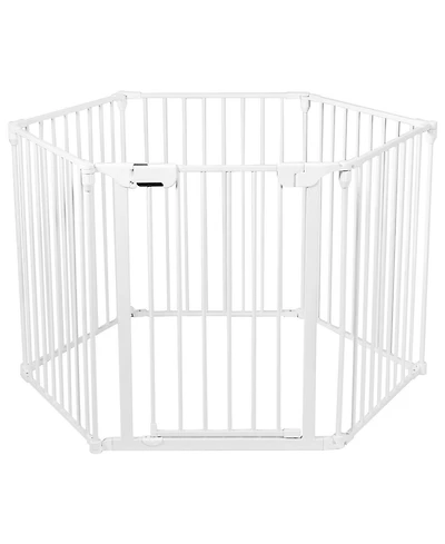 Costway Baby 6 Panel Safe Metal Gate Play Yard Barrier Pet Fence Adjustable