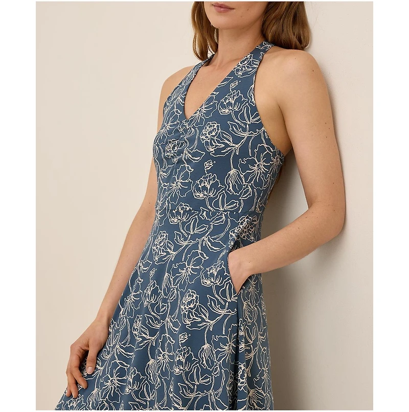 Pact Women's Fit & Flare Gathered Halter Dress