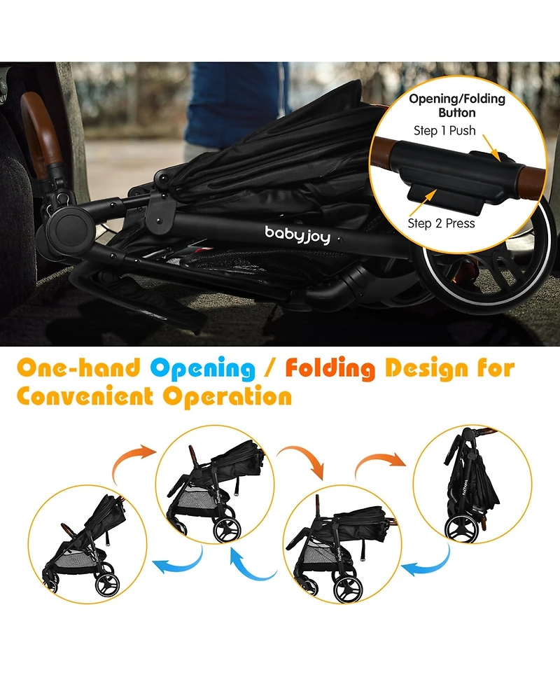 Costway High Landscape Baby Stroller Pushchair with Expandable & Footmuff Canopy 20 lbs. 0-3 Years