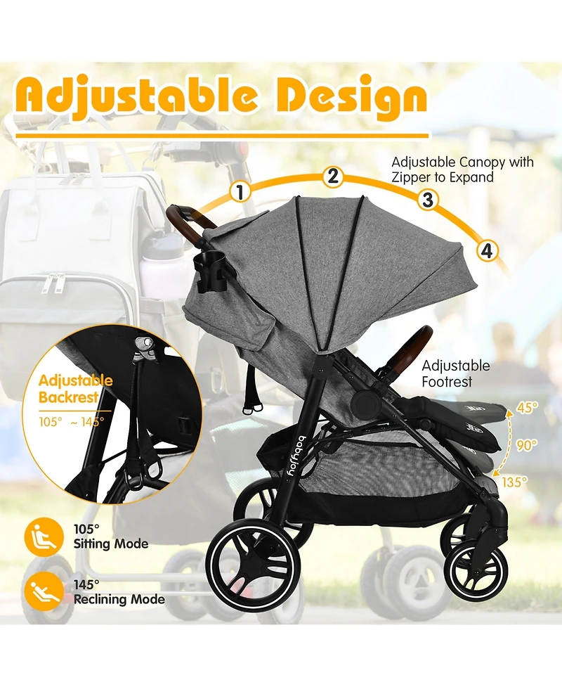 Costway High Landscape Baby Stroller Pushchair with Expandable & Footmuff Canopy 20 lbs. 0-3 Years