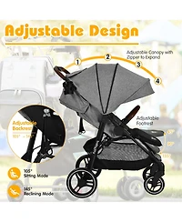 Costway High Landscape Baby Stroller Pushchair with Expandable & Footmuff Canopy 20 lbs. 0-3 Years