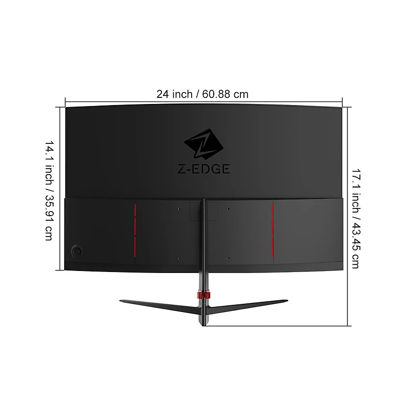 Refurbished: Z-edge 27 inch 1080P Full Hd 1920 x 1080 280 Hz 1 ms Curved Gaming Monitor, Hdmi x 2, Dp x 2