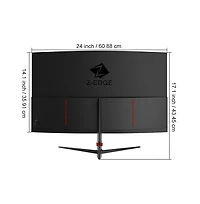 Refurbished: Z-edge 27 inch 1080P Full Hd 1920 x 1080 280 Hz 1 ms Curved Gaming Monitor, Hdmi x 2, Dp x 2