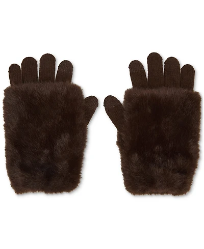 Steve Madden Faux-Fur-Cuff Cozy Knit Gloves