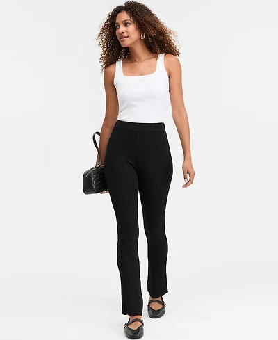 I.n.c. International Concepts Women's High-Rise Rib-Knit Sweater Pants, Macy's Exclusive