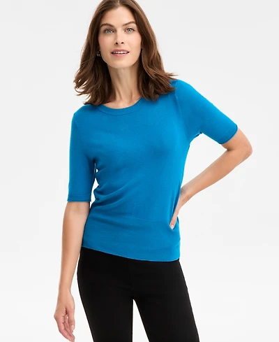 I.n.c. International Concepts Women's Elbow-Sleeve Crewneck Sweater, Macy's Exclusive