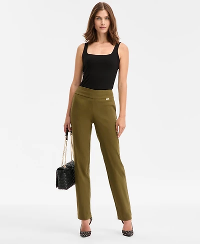 I.n.c. International Concepts Women's Tummy-Control Pull-On Straight-Leg Pants, Created for Macy's