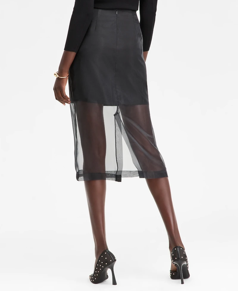 I.n.c. International Concepts Women's Sheer-Hem Midi Skirt, Macy's Exclusive