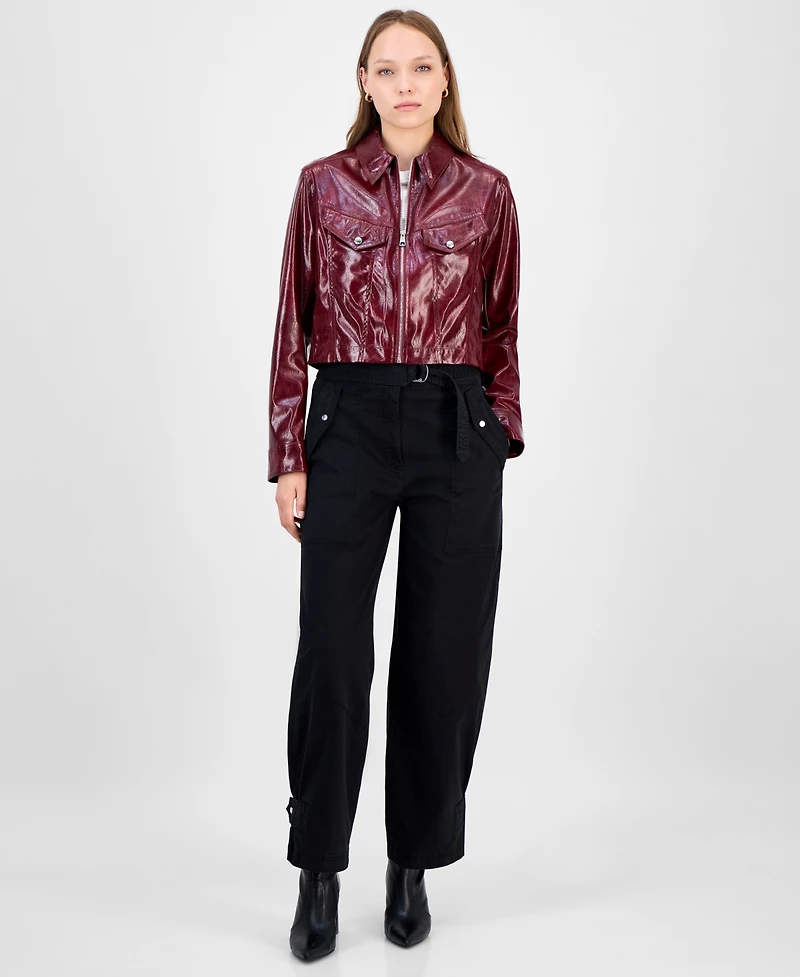 Boss Orange Women's Faux-Leather Cropped Jacket
