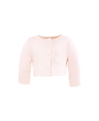 Hudson Baby Toddler Girls Cotton Dress and Cardigan Set, Soft Pink Sage Rose
