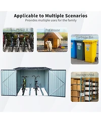 Mondawe Steel Outdoor Storage Shed For Bicycle with Slope Roof and 4 Bike Tracks
