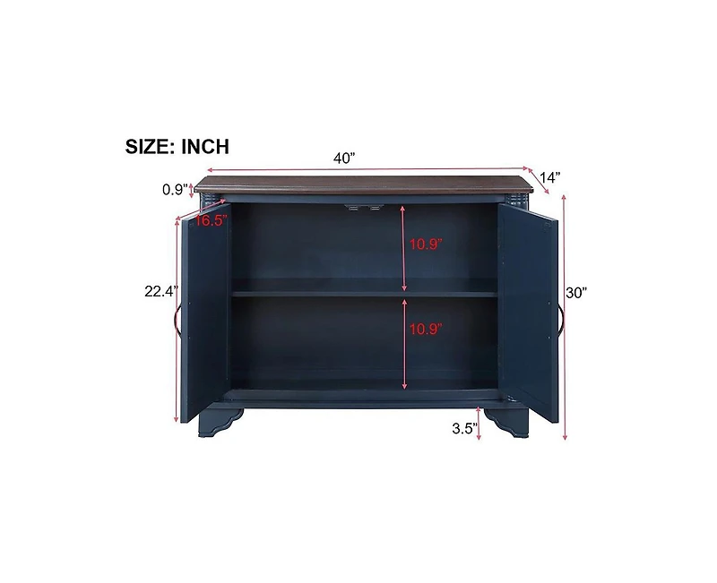 40" Bathroom Cabinet Console Table with Adjustable Storage Shelf