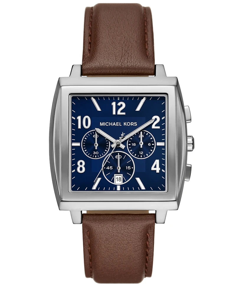Michael Kors Men's Rhys Chronograph Brown Leather Watch, 41mm