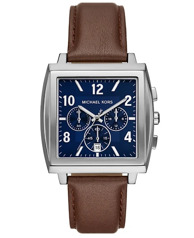 Michael Kors Men's Rhys Chronograph Brown Leather Watch, 41mm