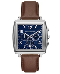 Michael Kors Men's Rhys Chronograph Brown Leather Watch, 41mm