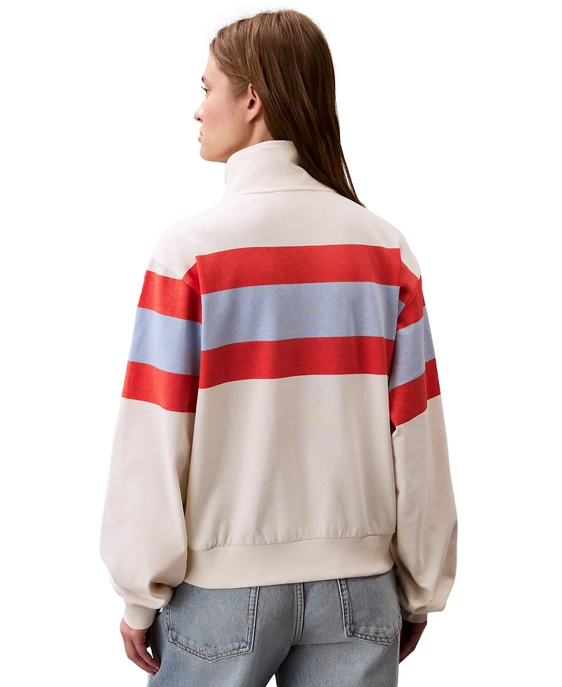 Calvin Klein Jeans Women's Rugby Stripe Half-Zip Sweatshirt