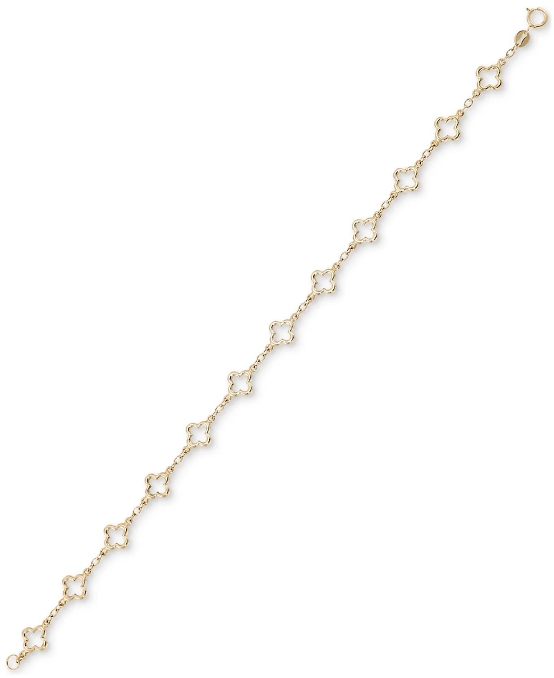 Polished Openwork Clover Link Chain Bracelet in 10k Gold