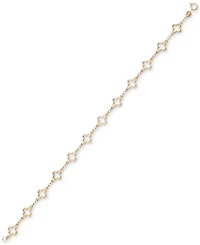 Polished Openwork Clover Link Chain Bracelet in 10k Gold