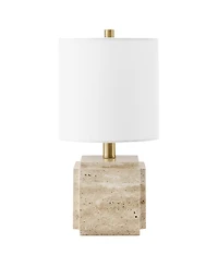Hudson & Canal Pacha 15.5" Metal Stone Table Lamp with Fabric Shade