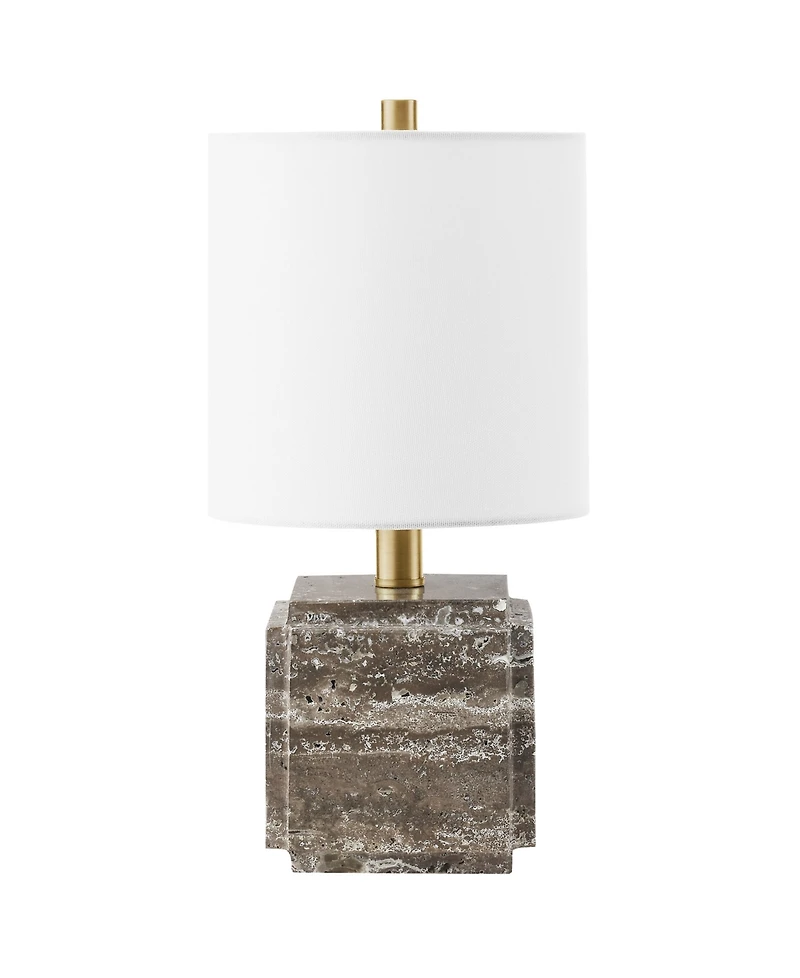 Hudson & Canal Pacha 15.5" Metal Stone Table Lamp with Fabric Shade
