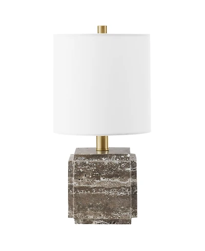 Hudson & Canal Pacha 15.5" Metal Stone Table Lamp with Fabric Shade