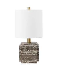 Hudson & Canal Pacha 15.5" Metal Stone Table Lamp with Fabric Shade