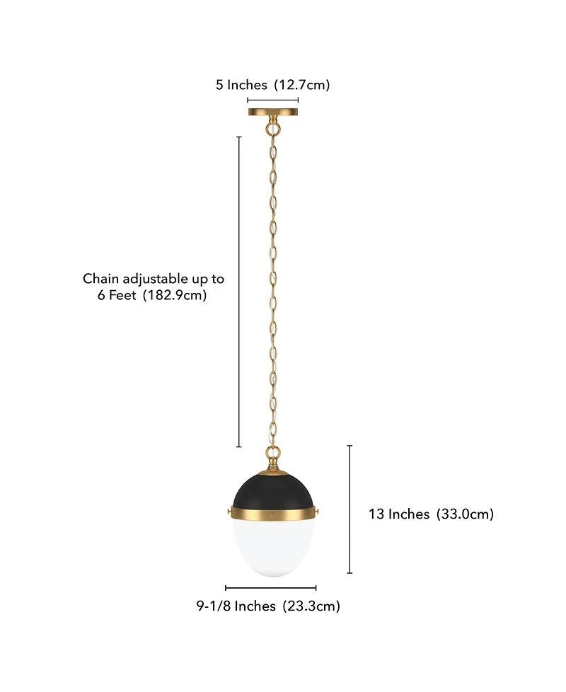 Hudson & Canal Aurelia 13" Metal Pendant with Glass Shade