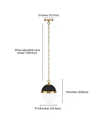 Hudson & Canal Aurelia 13" Metal Pendant with Glass Shade