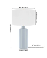 Hudson & Canal Selina 25" Ceramic Table Lamp with Fabric Shade