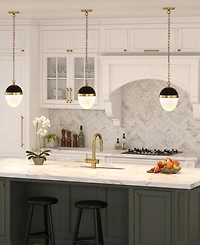 Hudson & Canal Aurelia 13" Metal Pendant with Glass Shade