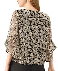 Kasper Women's Embroidered Ruffle-Sleeve Blouse, Regular & Petite Sizes